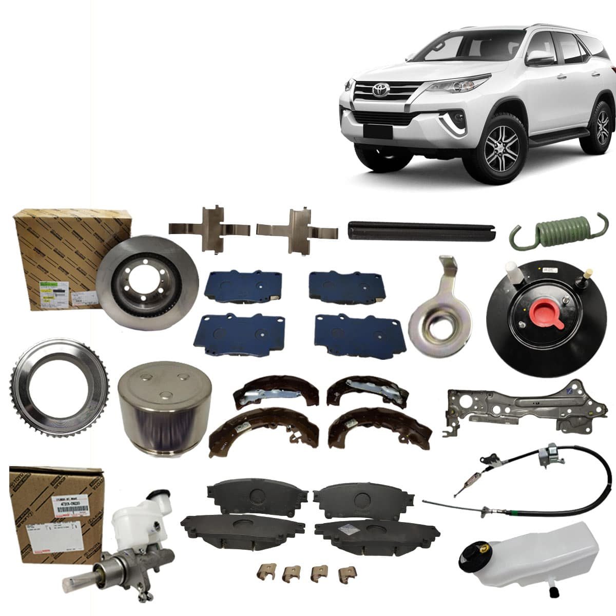 Toyota Fortuner Brake Repair Kit Master Cylinder Pads Shoes Caliper Discs Drum Brake Booster Cable Hose for Car Care
